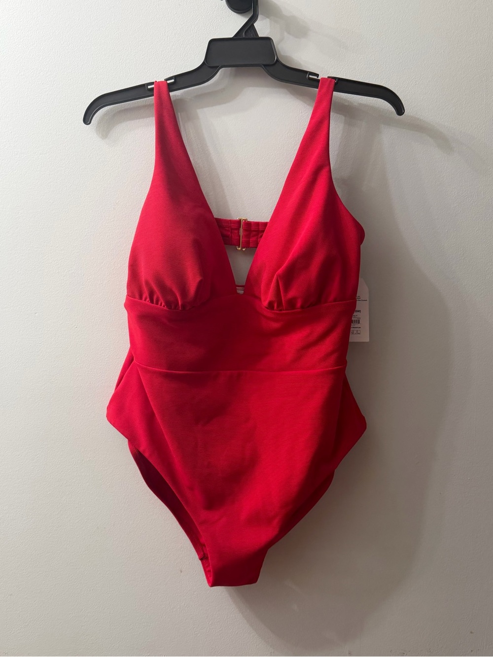 Time and Tru Red V‑Neck One‑Piece Swimsuit